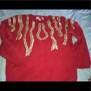 Red with sequins sweater